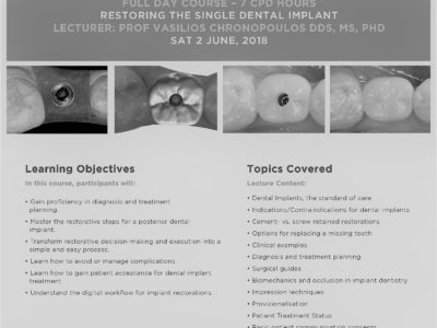 restoring single dental implant cpd course flyer