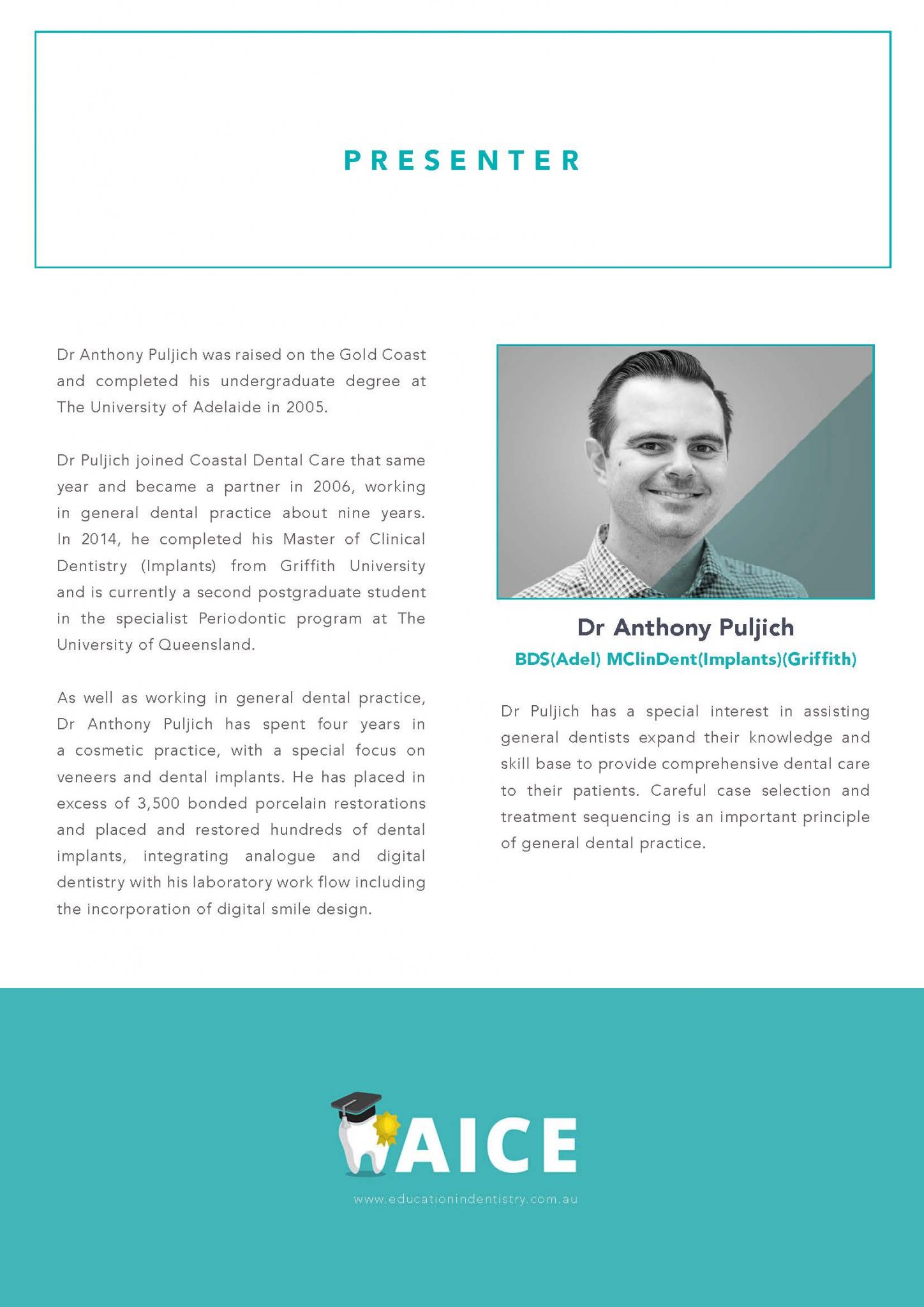 Periodontics Course Bio Dr Anthony Puljich